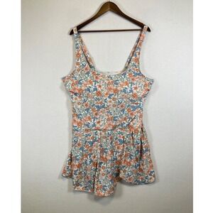 Retro Floral Cottagecore Flowy Women 5XL Multicolor Skirted Swim Dress